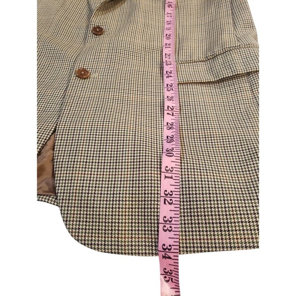 Brooks Brothers Suit Jacket Mens Brown 43 Wool Houndstooth‎ Lined Inner Pocket - Picture 14 of 16